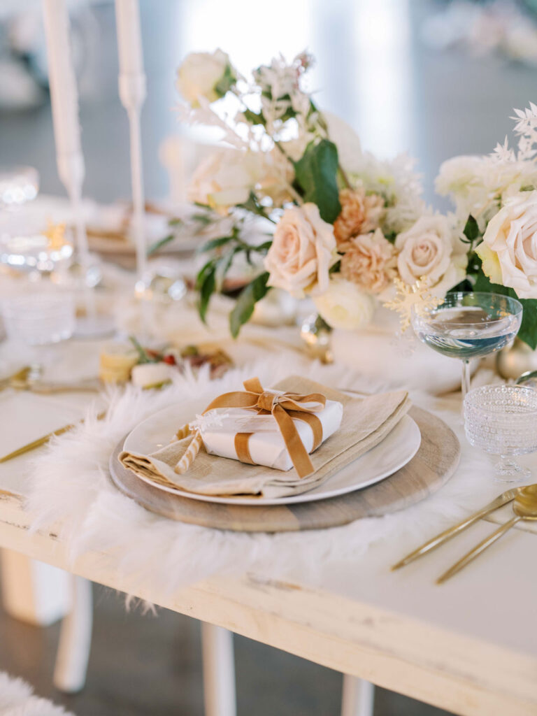 A beautiful holiday tablescape in neutral tones