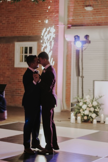 Groom and groom first dance at their wedding in San Diego at BRICK