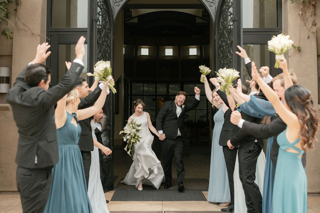 Wedding party photo outside of BRICK