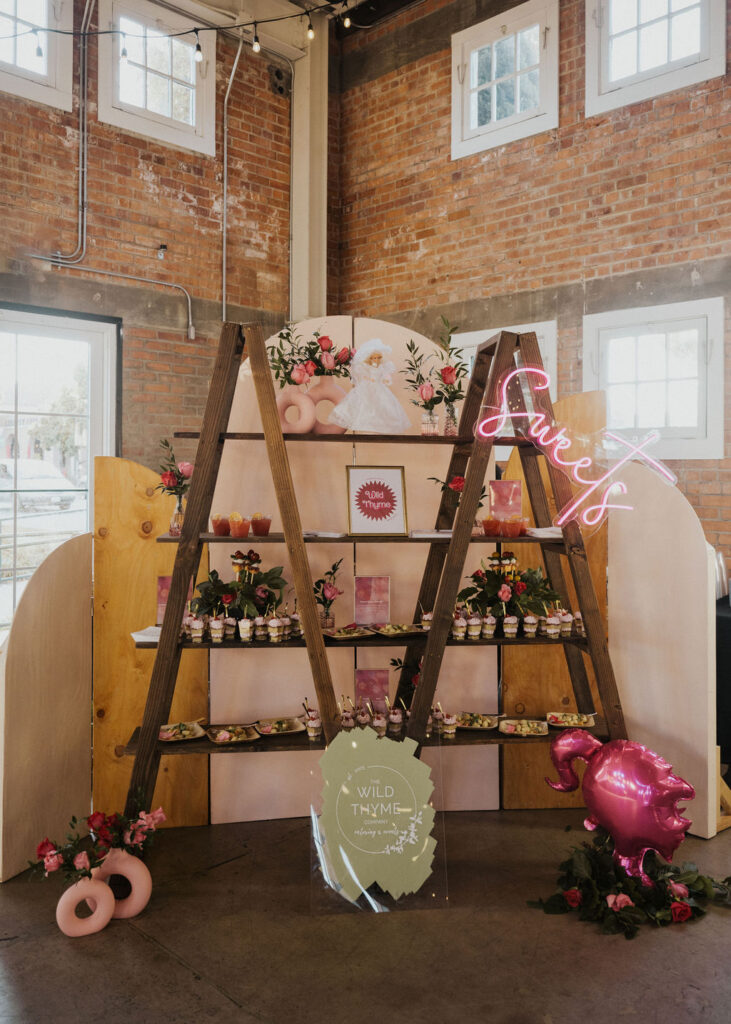 Sweets display on two ladders with shelves at BRICK