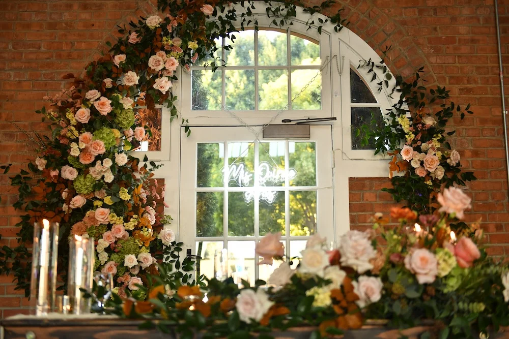 Floral arrangement at a Quinceneara at BRICK