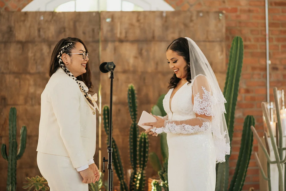 Brides saying their vows