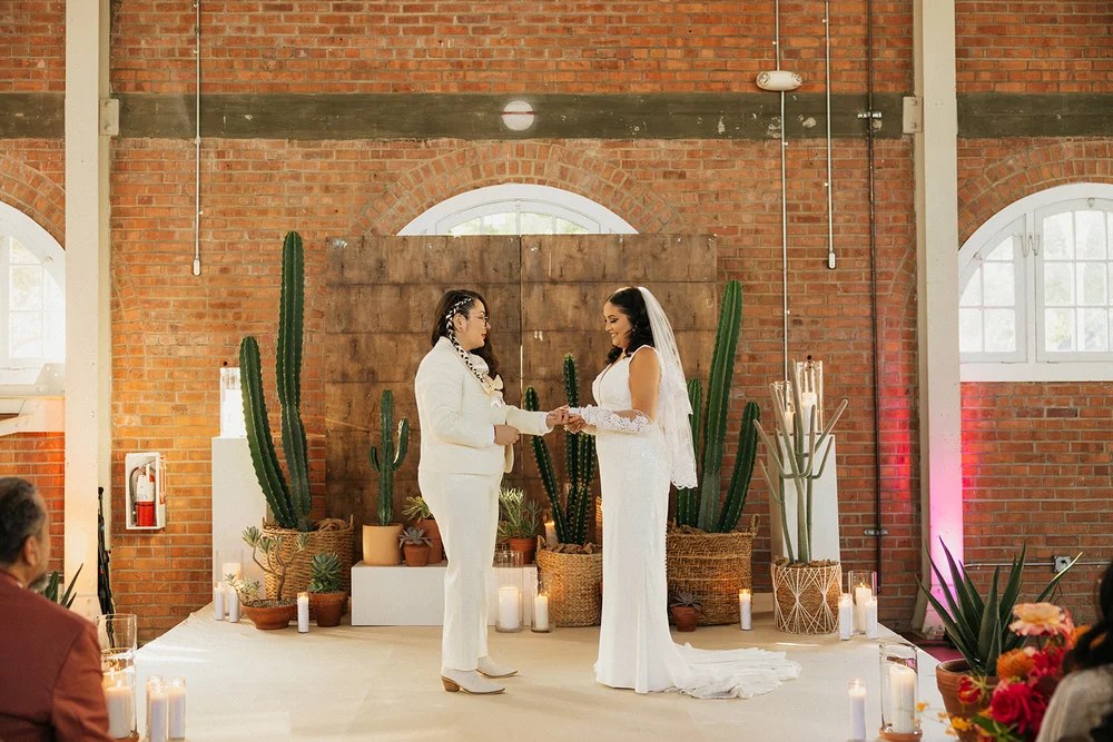 Brides saying their vows