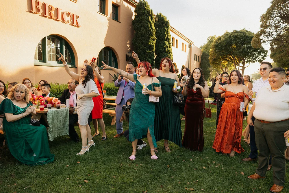 Guests enjoying an outdoor cocktail hour