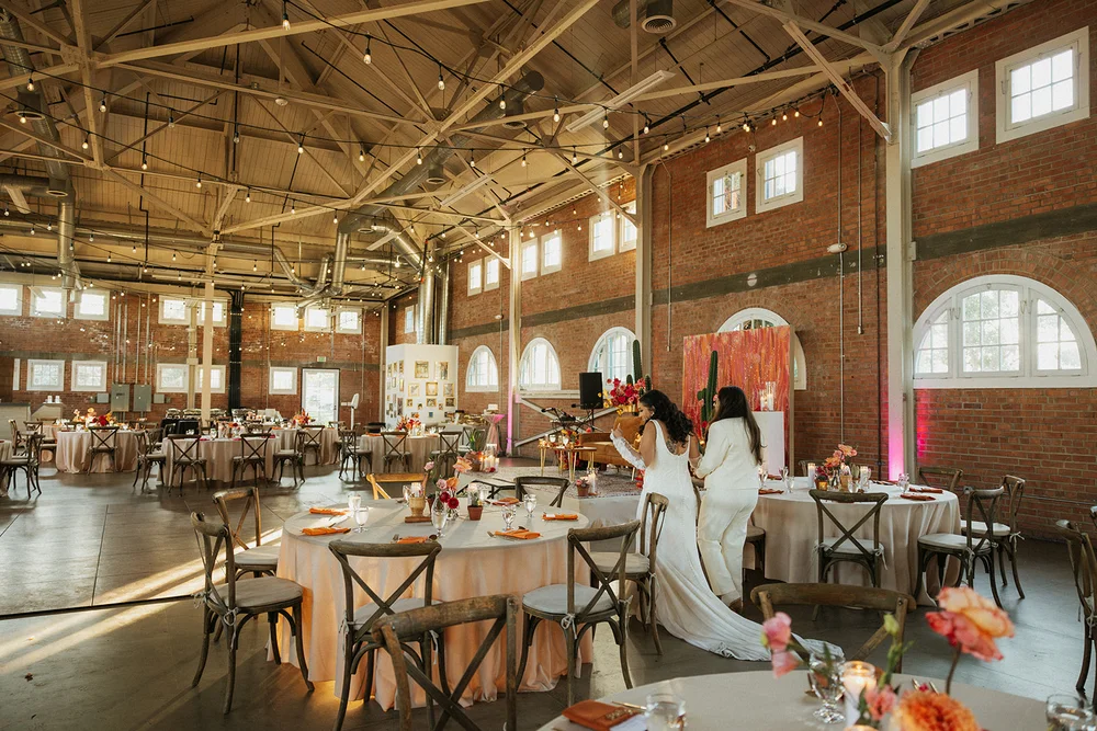 Brides seeing their wedding reception