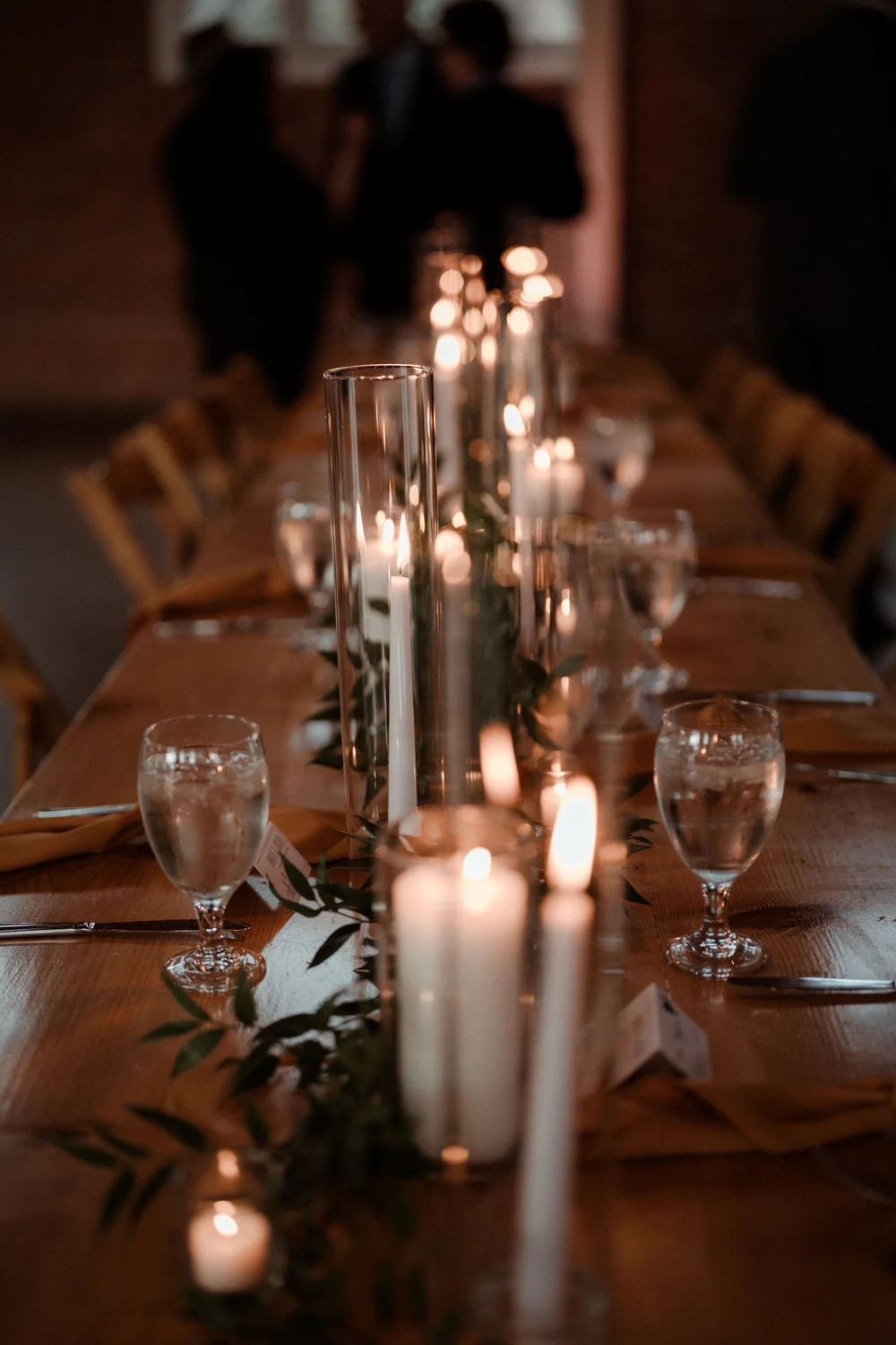 Reception table at BRICK set up for a wedding