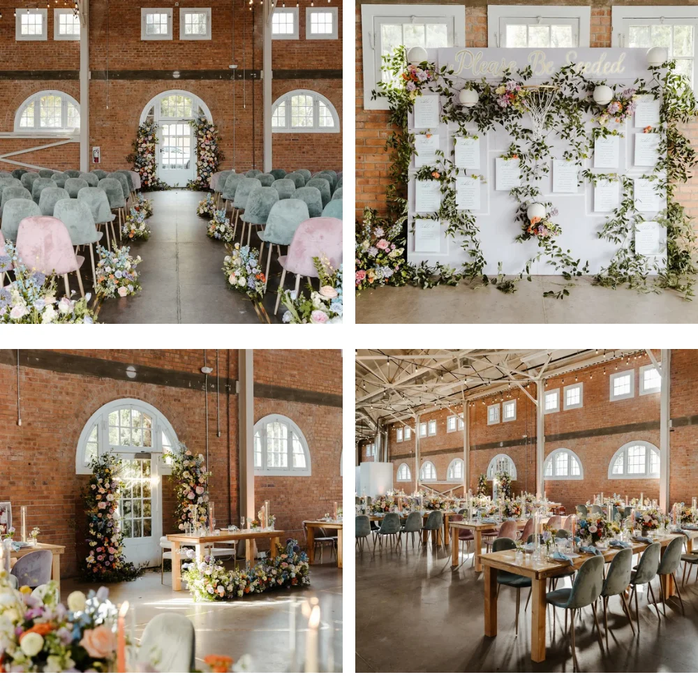 Collage of images from a pastel wedding at BRICK in San Diego, CA