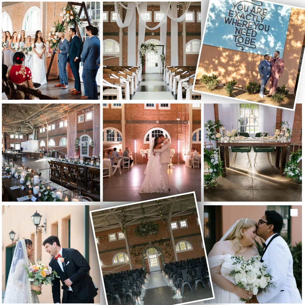 Collage of weddings celebrated at BRICK San Diego
